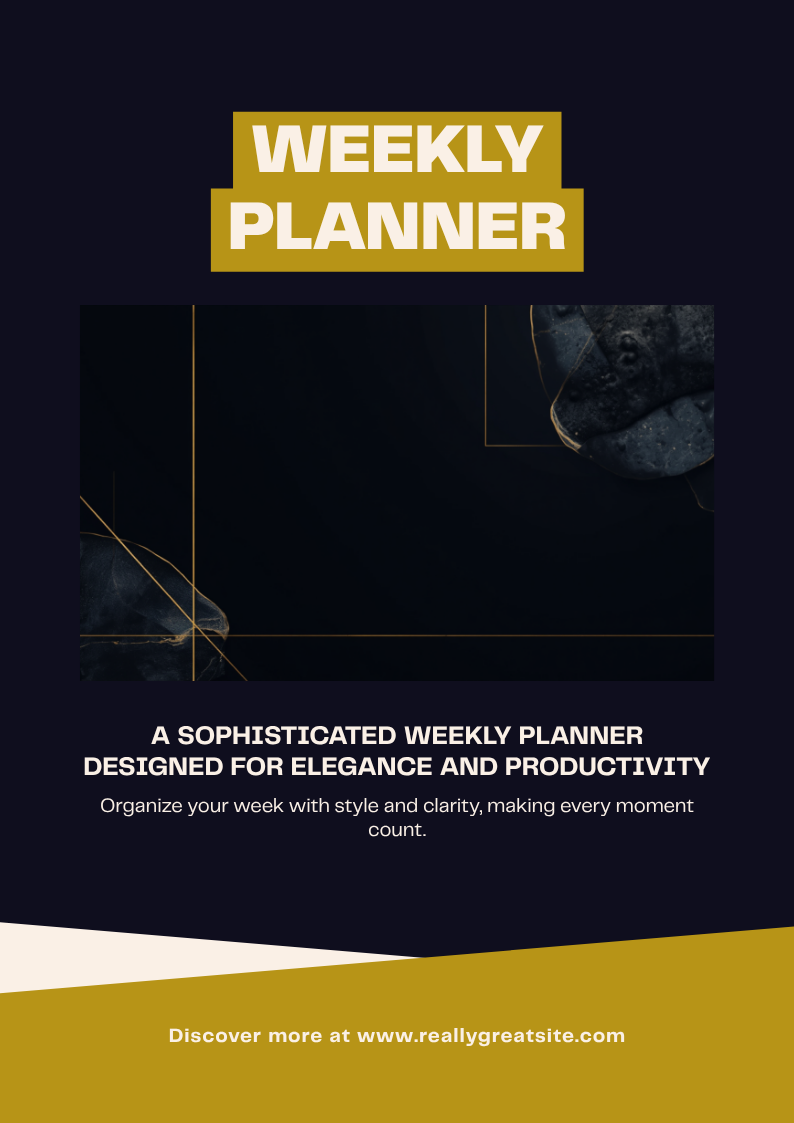 Free Lunara Weekly Planner Canva template, dark and gold