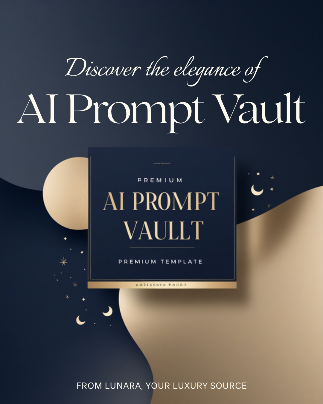 AI Prompt Vault — premium Canva template cover, Lunara
