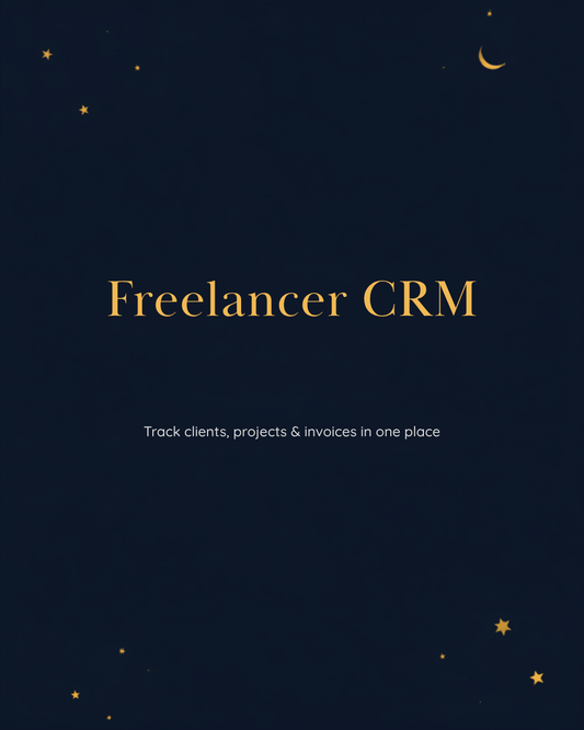 Freelancer CRM & Client Tracker — Canva template cover, Lunara