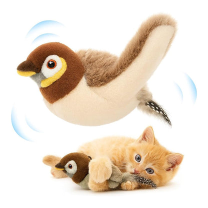 FlutterPal flapping bird cat toy with a kitten