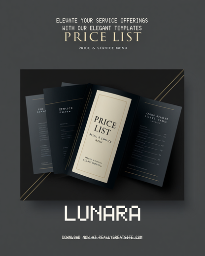 Price & Service Menu — Present Premium, Clear Pricing