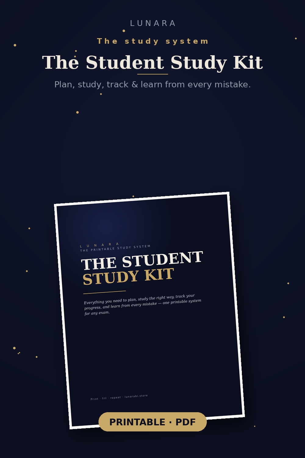 The Student Study Kit (Printable) | Planners, Topic Tracker, Mistake Log & Exam Countdown for Students
