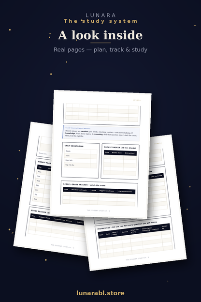The Student Study Kit (Printable) | Planners, Topic Tracker, Mistake Log & Exam Countdown for Students