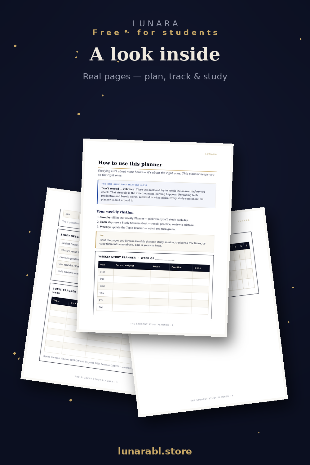 Free Student Study Planner (Printable) | Weekly Planner, Study Session Sheet & Topic Tracker for Students
