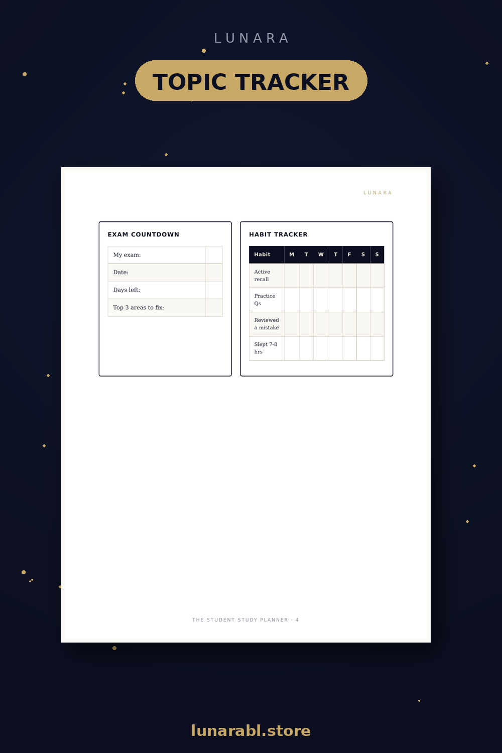 Free Student Study Planner (Printable) | Weekly Planner, Study Session Sheet & Topic Tracker for Students