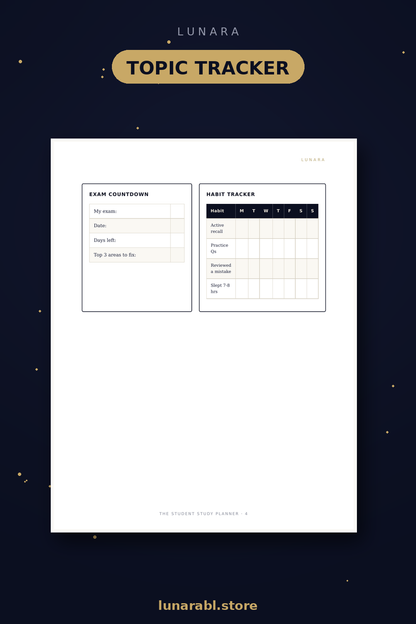 Free Student Study Planner (Printable) | Weekly Planner, Study Session Sheet & Topic Tracker for Students